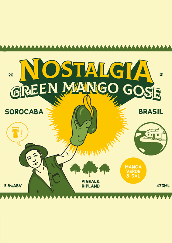 Poster feito com base na lata da cerveja Nostalgia Green Mango Gose da Cervejaria Pineal em Sorocaba